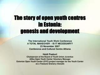 The story of open youth centres in Estonia: genesis and development