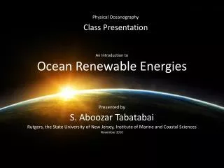 An Introduction to Ocean Renewable Energies