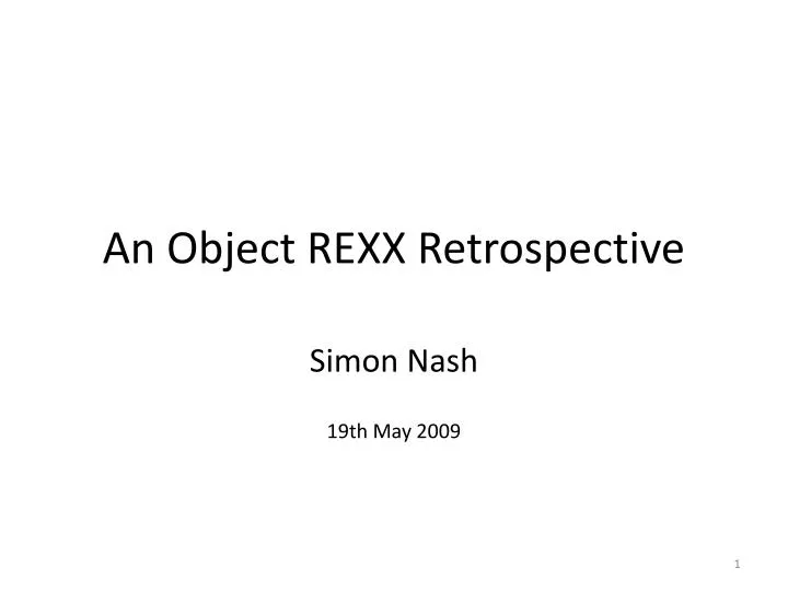 an object rexx retrospective