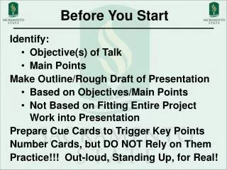 Before You Start
