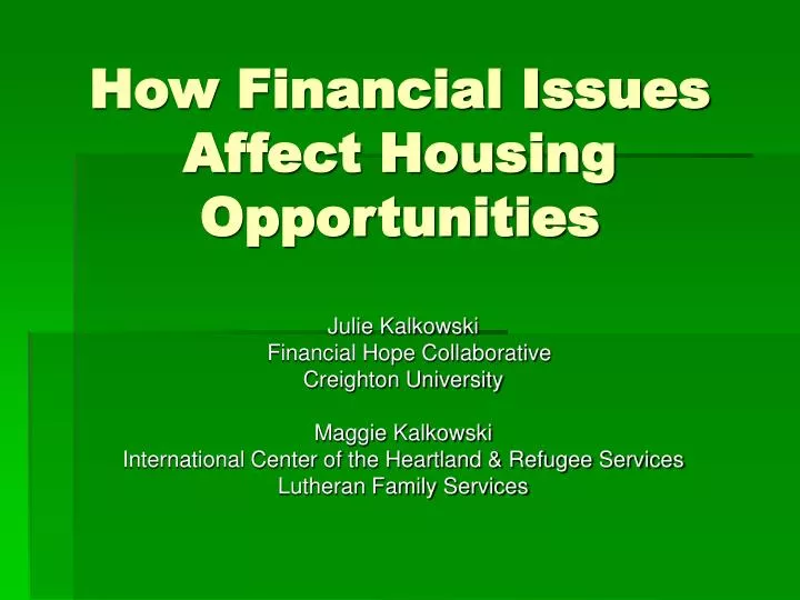 how financial issues affect housing opportunities