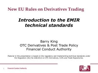 New EU Rules on Derivatives Trading