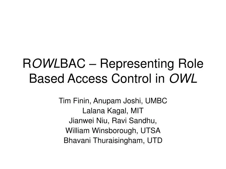 r owl bac representing role based access control in owl