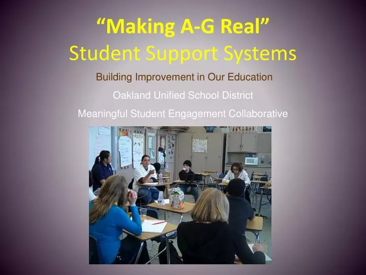 making a g real student support systems