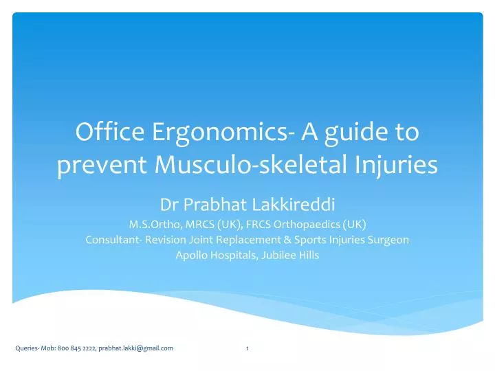 office ergonomics a guide to prevent musculo skeletal injuries