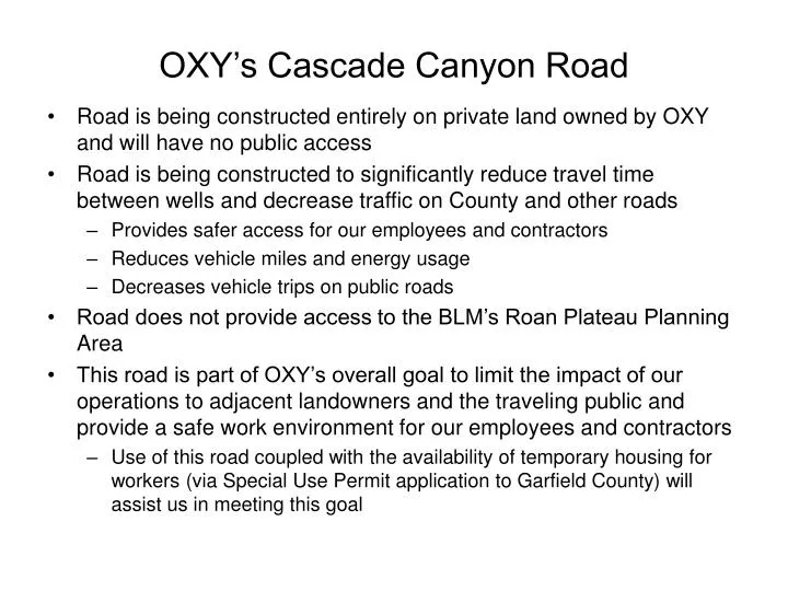 oxy s cascade canyon road