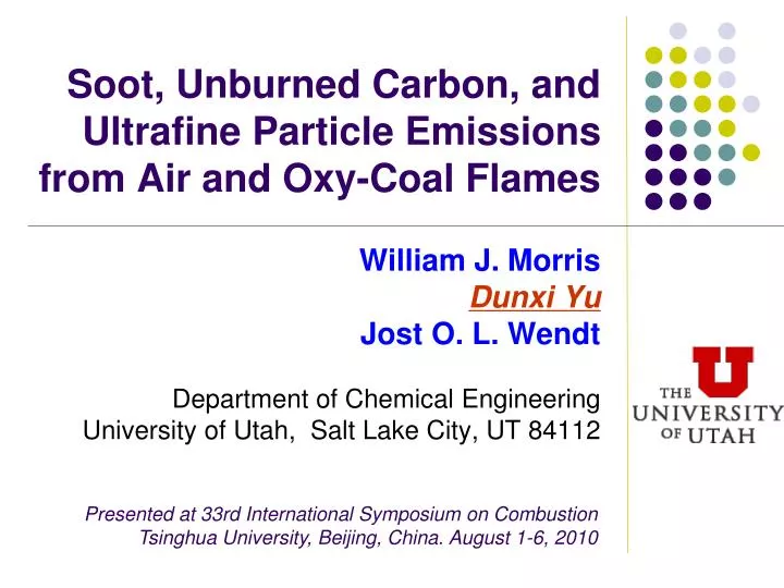 soot unburned carbon and ultrafine particle emissions from air and oxy coal flames