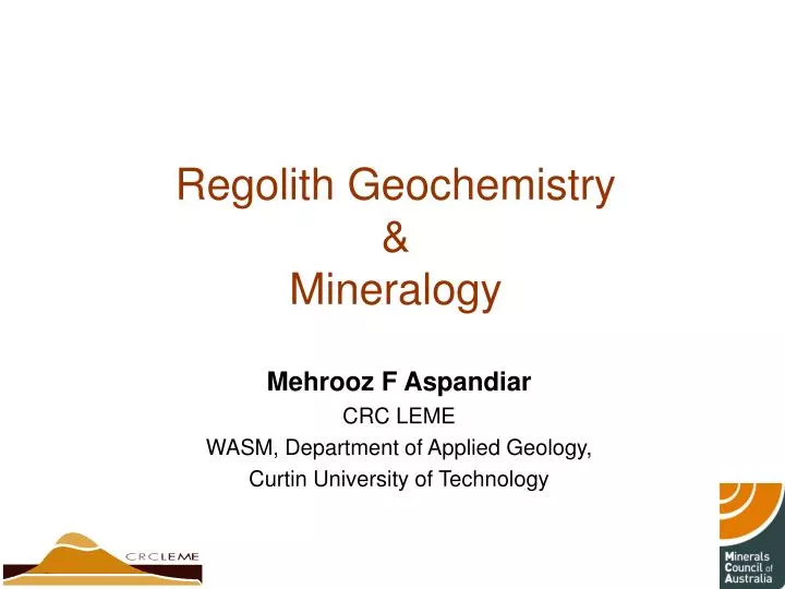 regolith geochemistry mineralogy