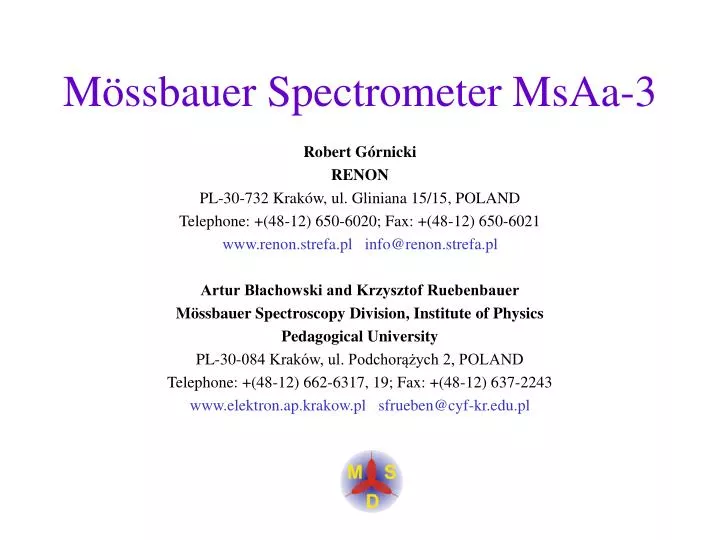 m ssbauer spectrometer msaa 3
