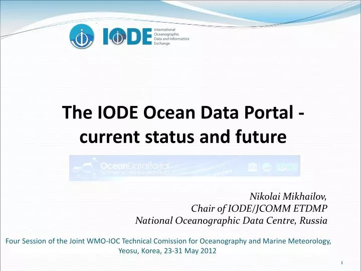 the iode ocean data portal current status and future
