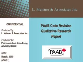 PAAB Code Revision Qualitative Research Report
