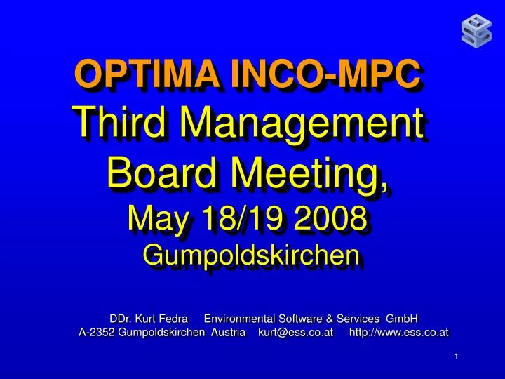 optima inco mpc third management board meeting may 18 19 2008 gumpoldskirchen