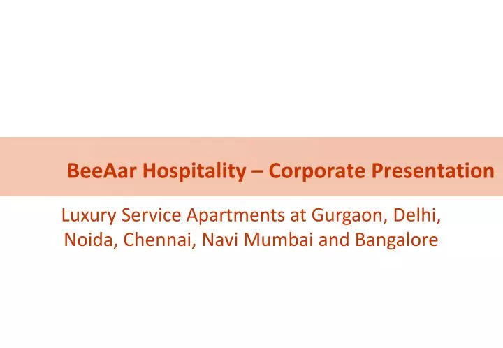 beeaar hospitality corporate presentation