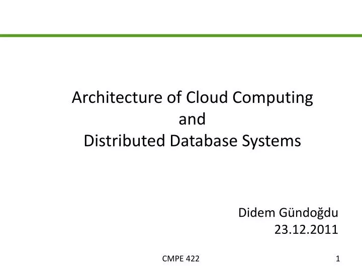 architecture of cloud computing and distributed database systems