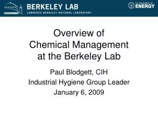 Overview of Chemical Management at the Berkeley Lab