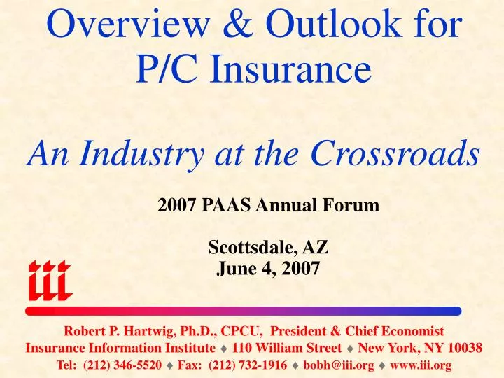 overview outlook for p c insurance an industry at the crossroads