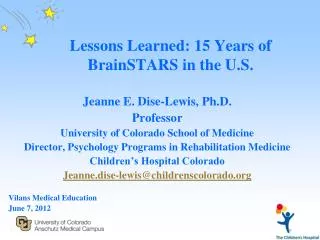 Lessons Learned: 15 Years of BrainSTARS in the U.S.