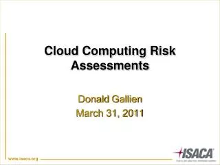 Cloud Computing Risk Assessments