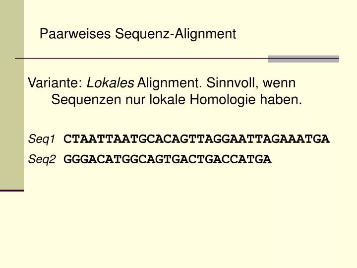 paarweises sequenz alignment