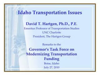 Idaho Transportation Issues