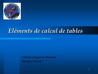 el ments de calcul de tables