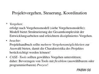projektvorgehen steuerung koordination