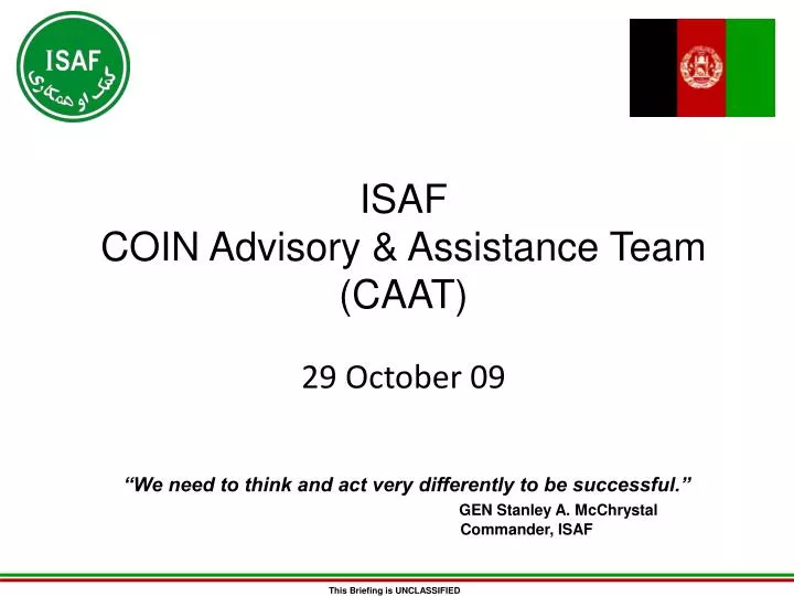 isaf coin advisory assistance team caat