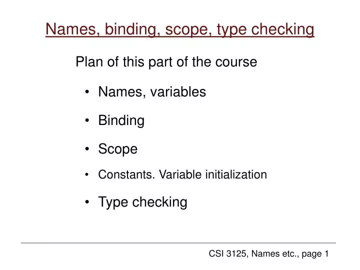 names binding scope type checking