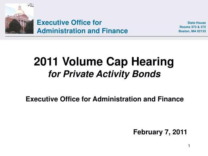 2011 volume cap hearing for private activity bonds