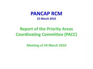 Priority Areas Coordinating Committee (PACC)