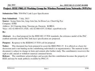 Project: IEEE P802.15 Working Group for Wireless Personal Area Networks (WPANs)