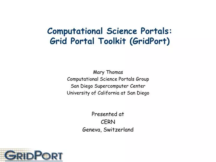 computational science portals grid portal toolkit gridport
