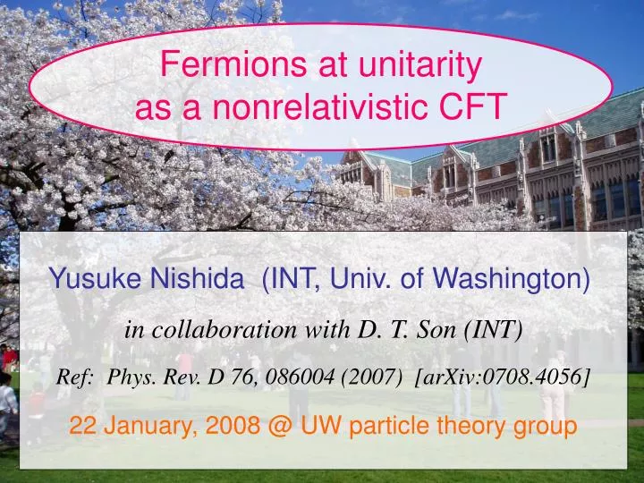 fermions at unitarity as a nonrelativistic cft