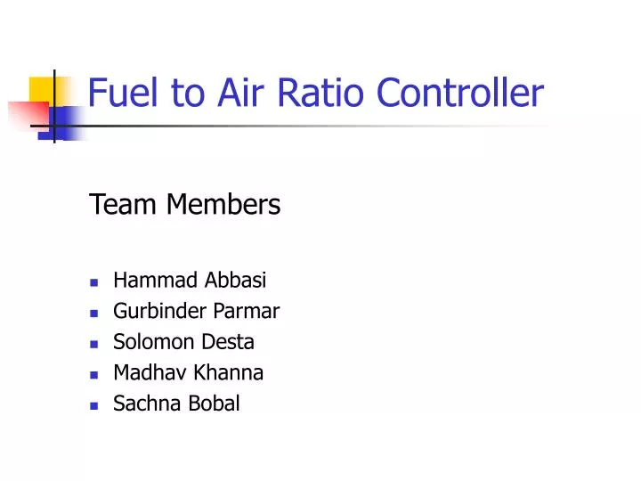 fuel to air ratio controller