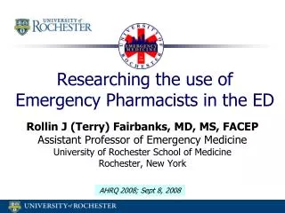 Researching the use of Emergency Pharmacists in the ED