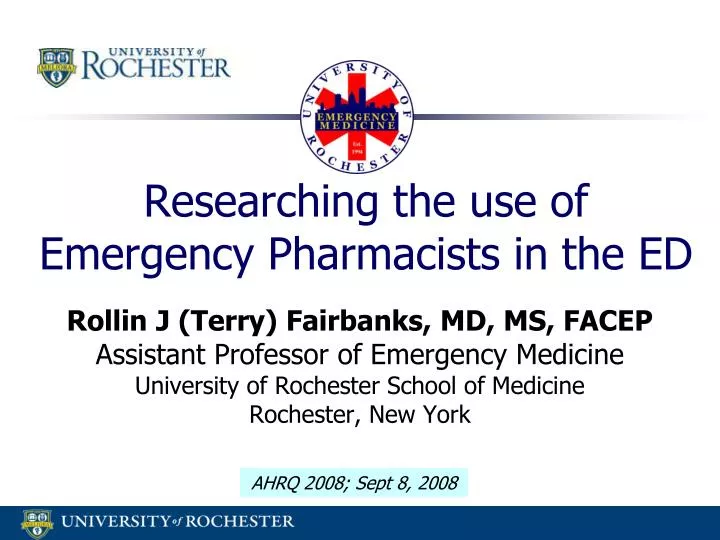 researching the use of emergency pharmacists in the ed