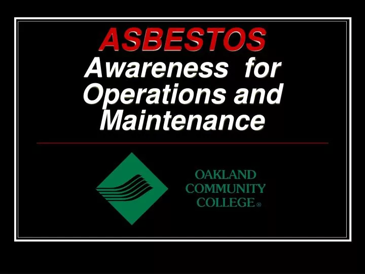 asbestos awareness for operations and maintenance