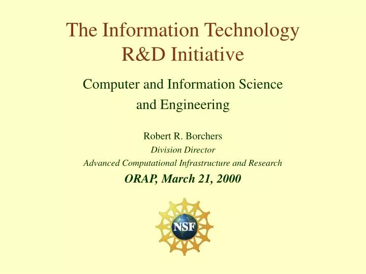 the information technology r d initiative