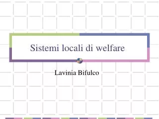 sistemi locali di welfare