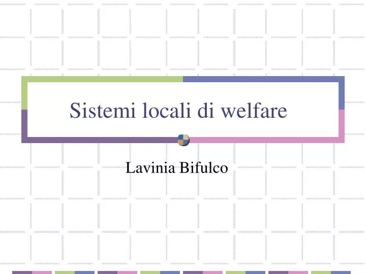 sistemi locali di welfare