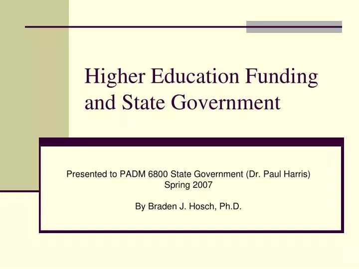 higher education funding and state government