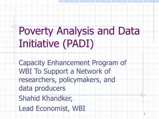 Poverty Analysis and Data Initiative (PADI)