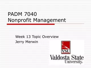 PADM 7040 Nonprofit Management