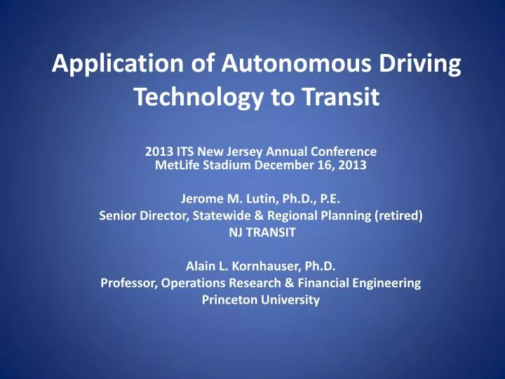 application of autonomous driving technology to transit