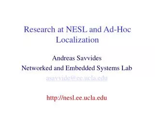 Research at NESL and Ad-Hoc Localization