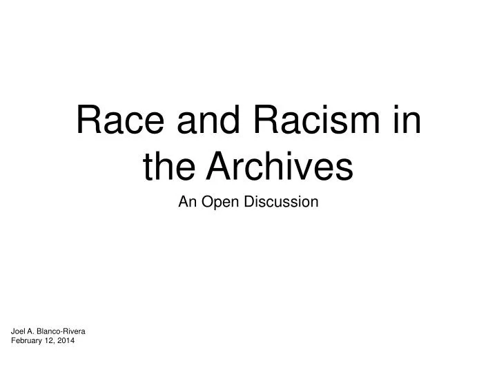 race and racism in the archives