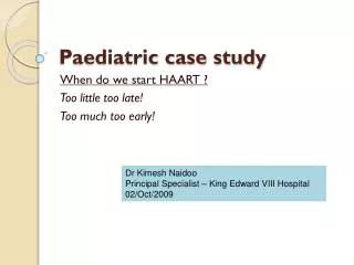 Paediatric case study