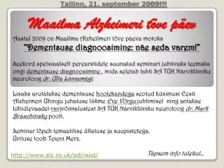 maailma alzheimeri t ve p ev