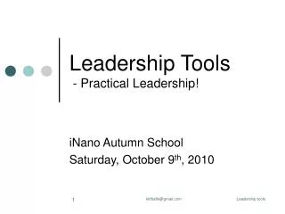Leadership Tools - Practical Leadership!
