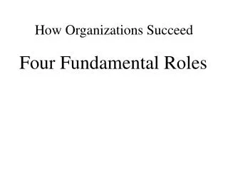 How Organizations Succeed
